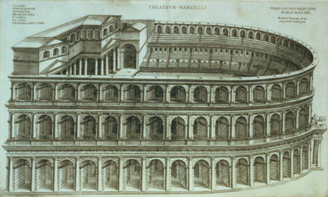 Plan of the Theatre of Marcellus, Rome, 1558 (engraving) à Michael Tramezini