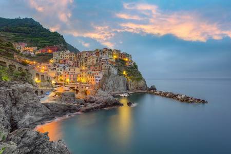 Abend in Manarola, Cinque Terre, Italien