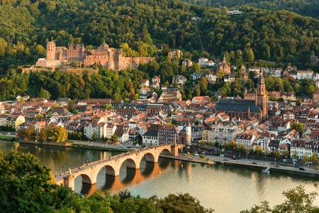 Blick auf die Altstadt von Heidelberg vom Philosophenweg