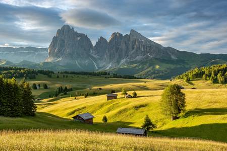 Die Seiser Alm in Südtirol im ersten Morgenlicht