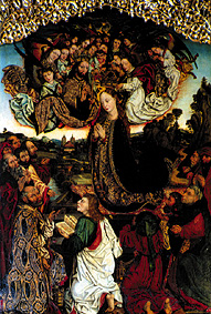 couronnement de Marie Re aile à l'intérieur de l'autel élevé à St. Jacob à Straubing à Michael Wolgemut