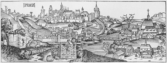 View of Prague, illustration from the ''Liber Chronicarum'' Hartmann Schedel (1440-1514) published b à Michael Wolgemuth