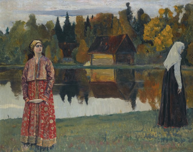 By the Lake à Michail Wassiljew. Nesterow