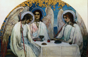 Les Sainte Trinité dans la forme des trois anges à Michail Wassiljew. Nesterow