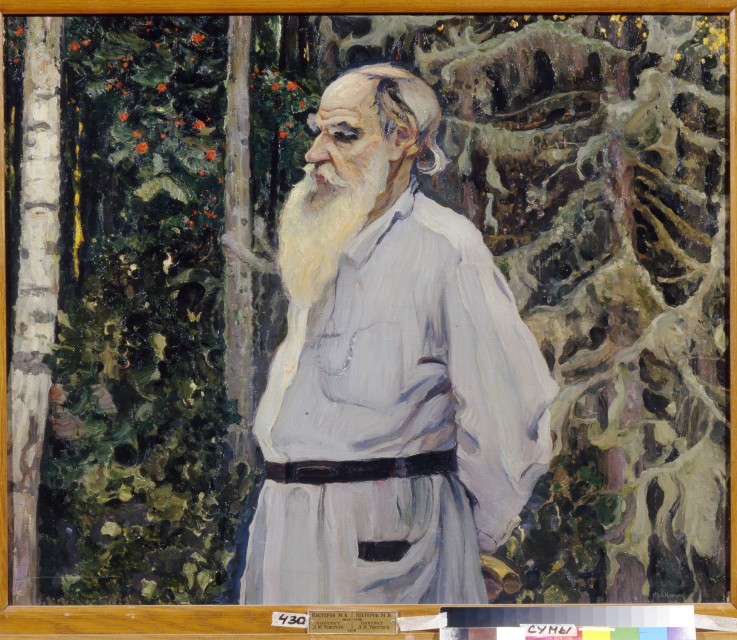 Portrait of the author Leo N. Tolstoy (1828-1910) à Michail Wassiljew. Nesterow