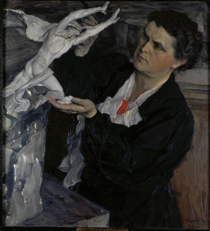 Portrait of the sculptor Vera Mukhina (1889-1953) à Michail Wassiljew. Nesterow