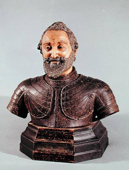 Bust of Henri IV (1553-1610) (wax & stone) à Michel Bourdin