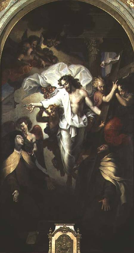 Christ Resurrected between St. Theresa of Avila (1515-82) and St. John of the Cross (1524-91) à Michel des Gobelins Corneille