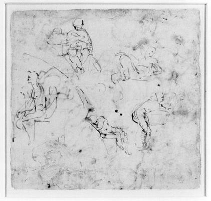 Figure study, c.1511 (pen & ink on paper) à Michelangelo Buonarroti