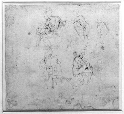 Figure Study, c.1511 (pen & ink on paper) à Michelangelo Buonarroti