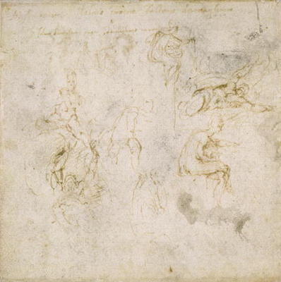 Study of Figures, c.1511 (pen & ink on paper) à Michelangelo Buonarroti