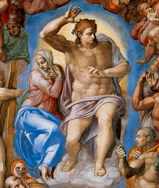 jugement dernier - le Christ et Marie (Détail chapelle Sixtine) à Michelangelo Buonarroti