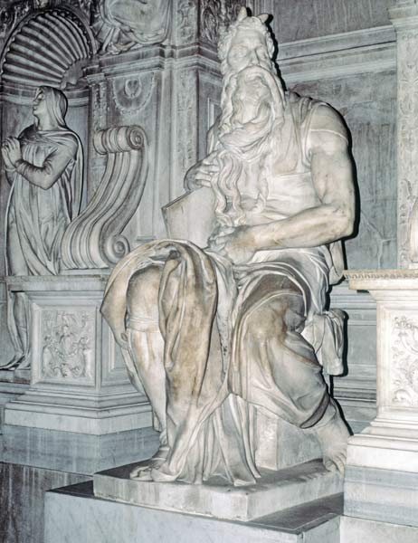 Moses, sculpture from the tomb of Pope Julius II (1453-1513) 1513-16 (marble)  à Michelangelo Buonarroti