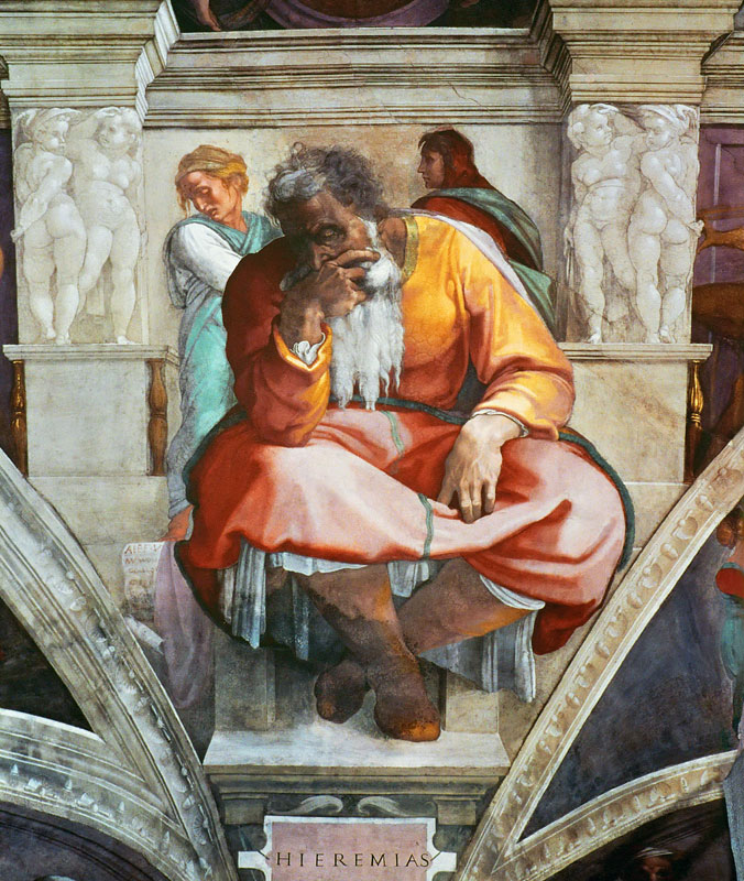 Prophets and Sibyls: Jeremiah (Sistine Chapel ceiling in the Vatican) à Michelangelo Buonarroti