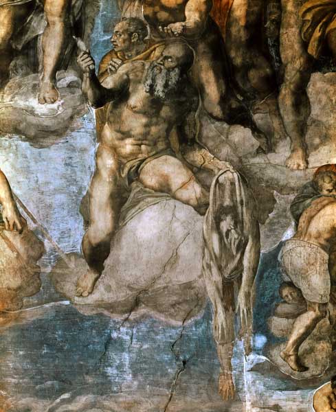Sistine Chapel Ceiling: The Last Judgement, detail of St. Bartholomew holding his flayed skin à Michelangelo Buonarroti
