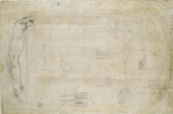Architectural studies, c.1538-50 (black chalk on paper) à Michelangelo Buonarroti