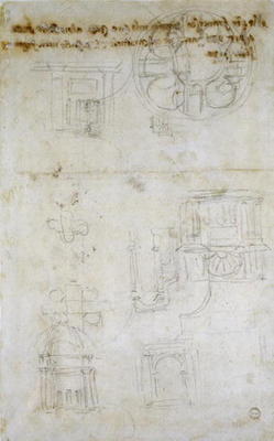 Architectural Studies, c.1560 (black chalk on paper) à Michelangelo Buonarroti
