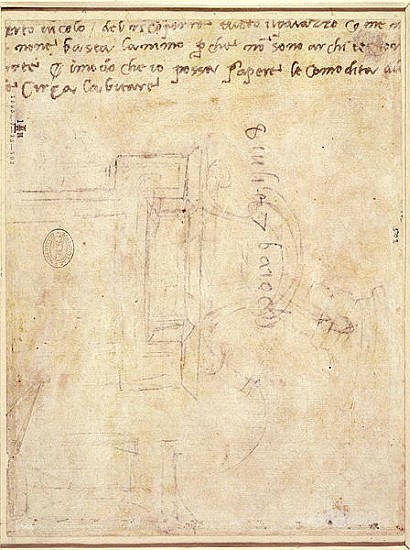 Architectural Study with Notes  (for recto see 191771) à Michelangelo Buonarroti