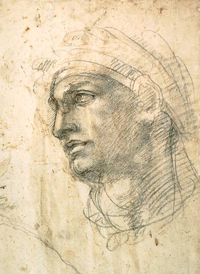 Study of a Head  Inv.1895/9/15/498 (W.1) à Michelangelo Buonarroti