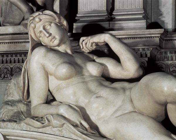 Tomb of Lorenzo de Medici, detail of Dawn à Michelangelo Buonarroti