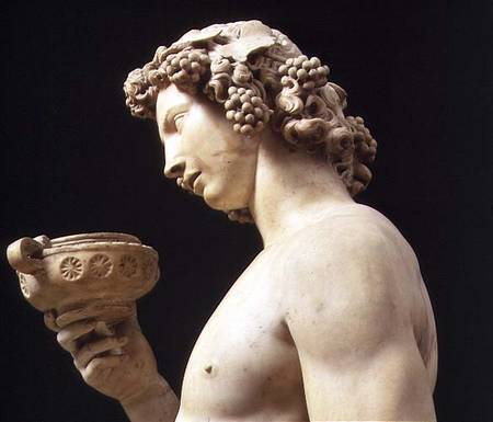 The Drunkenness of Bacchus, detail of his head, sculpture by Michelangelo Buonarroti (1475-1564) à Michelangelo Buonarroti
