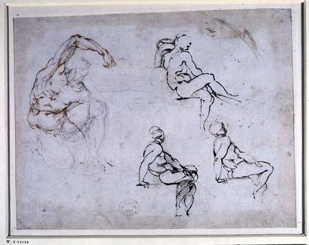 Figure Drawings (W.8 verso) à Michelangelo Buonarroti