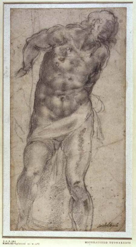Figure Study (W.15a Pouncey catalogue 276) à Michelangelo Buonarroti