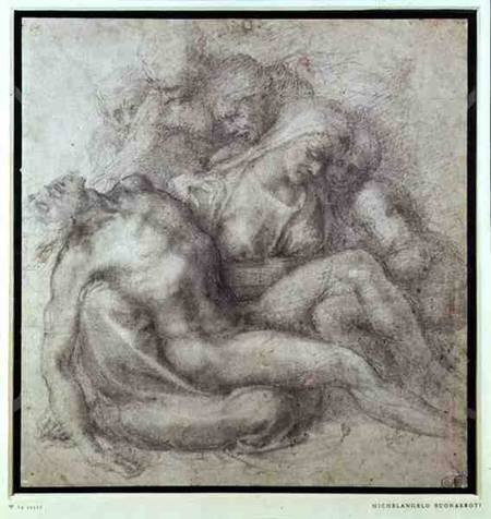 Figures Study for the Lamentation Over the Dead Christ à Michelangelo Buonarroti