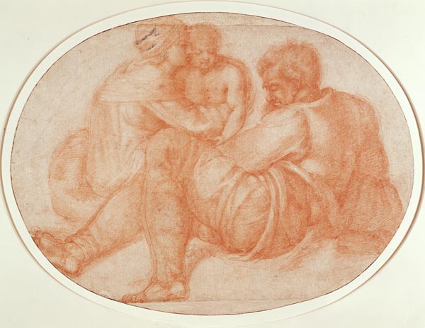 Study of the Holy Family (red chalk) Inv.9/15/539 Recto (W.94) à Michelangelo Buonarroti