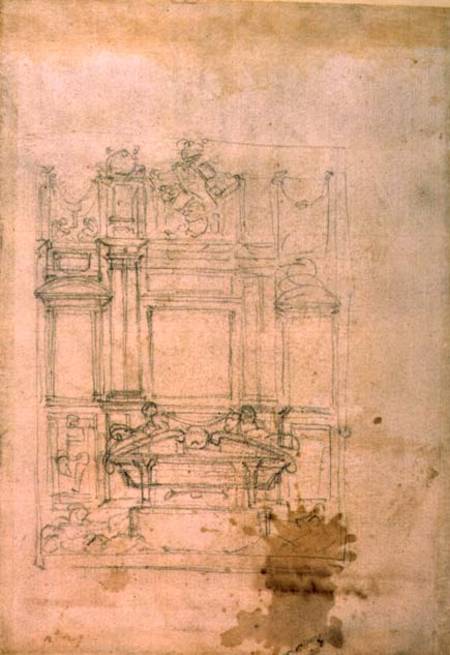 Inv. L859 6-25-823. R. (W.27) Design for a tomb (red chalk) à Michelangelo Buonarroti