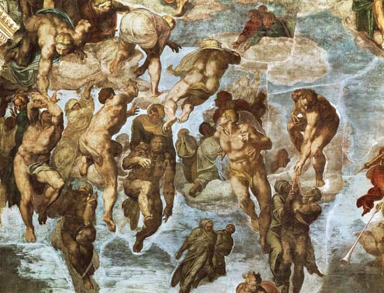 jugement dernier - les libérés (Détail chapelle Sixtine) à Michelangelo Buonarroti