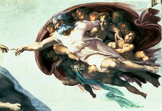 Sistine Chapel Ceiling: Creation of Adam, 1510 (detail of 77430) à Michelangelo Buonarroti