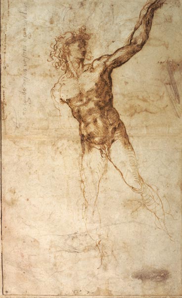 Sketch of a Nude Man (W. 4 recto) à Michelangelo Buonarroti