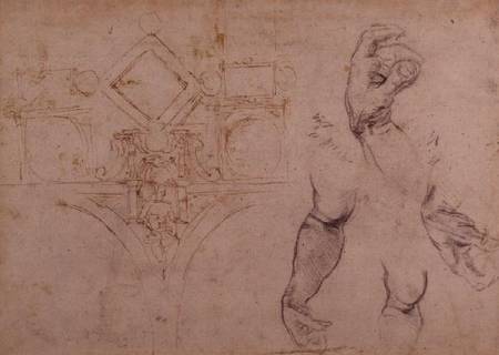 Study of Arms and Hands, black chalk à Michelangelo Buonarroti