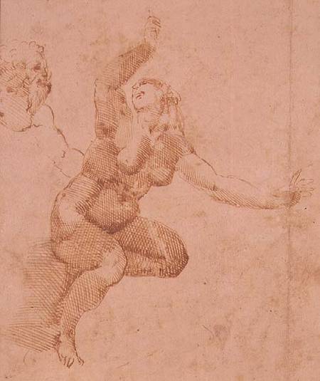Study of a Female Nude (ink) à Michelangelo Buonarroti
