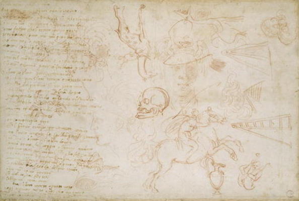 Study of heads and animals, c.1525 (red chalk & pen on paper) à Michelangelo Buonarroti