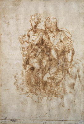 Study of St. Anne, after Leonardo Da Vinci's 'Anne', c.1502 (pen & ink on paper) à Michelangelo Buonarroti