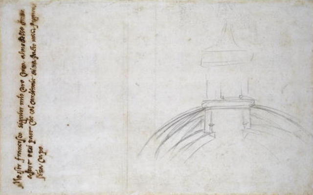 Study of the Lantern for St. Peter's, 1557 (black chalk, pen & ink on paper) à Michelangelo Buonarroti
