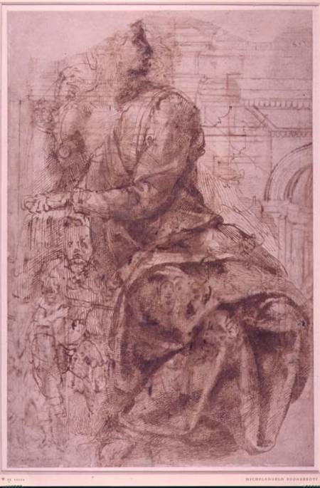 Study of Sibyl (ink) Inv.5/2/115 Recto (W.29) à Michelangelo Buonarroti