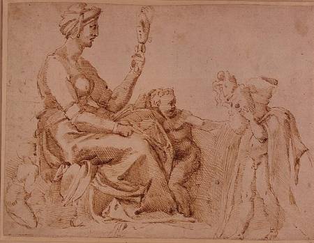 Study of Vanity (red chalk) 1-5 Recto (W.89) à Michelangelo Buonarroti