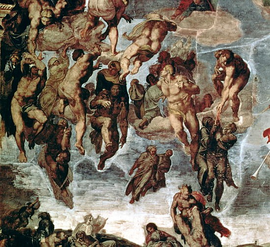 The Righteous Drawn up to Heaven, detail from ''The Last Judgement'', in the Sistine Chapel, c.1508- à Michelangelo Buonarroti