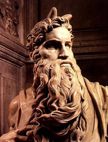 Tomb of Pope Julius II (1453-1513) detail of the head of Moses à Michelangelo Buonarroti