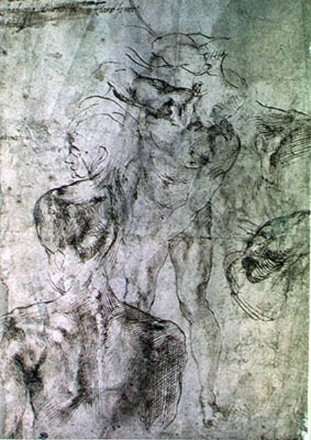 Various studies, verso of Study for David  & à Michelangelo Buonarroti
