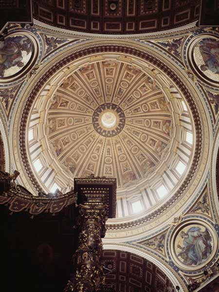 View of the interior of the dome, begun Michelangelo in 1546 and completedDomenico Fontana (1543-160 à Michelangelo Buonarroti