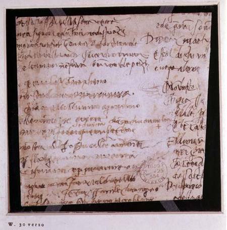 W.30v Fragment of a page of written notes à Michelangelo Buonarroti