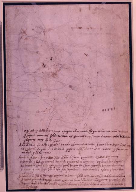 W.31 Page from a sketchbook, with script à Michelangelo Buonarroti