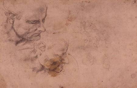 W.60 Sketch of a male head, in two positions cil on à Michelangelo Buonarroti