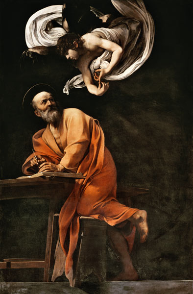 St. Matthew and the Angel à Michelangelo Caravaggio, dit le Caravage