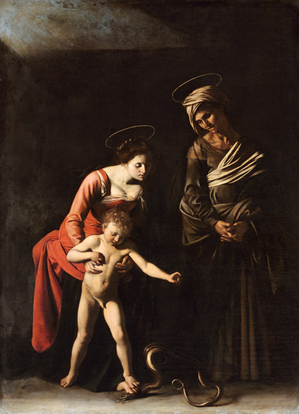 Madonna and Child with a Serpent à Michelangelo Caravaggio, dit le Caravage