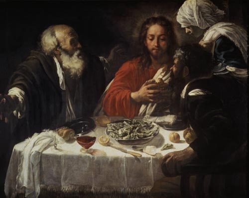 The Supper at Emmaus à Michelangelo Caravaggio, dit le Caravage